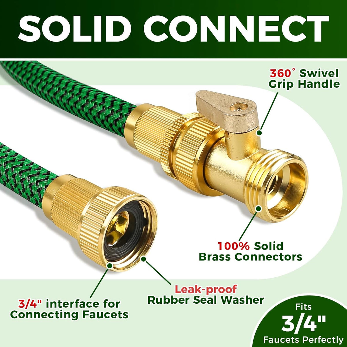 Upgraded Garden Hose 75ft, Non-Expandable Hose, Heavy Duty Kink-Resistant Flexible Water Hose with