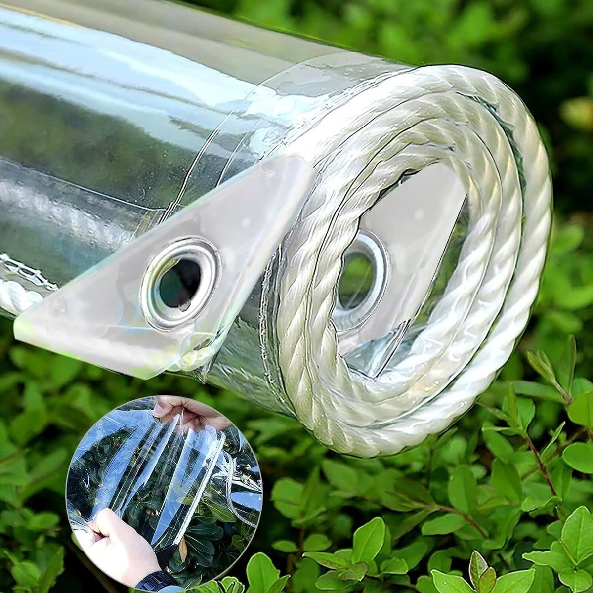 Clear Tarps with Grommets 14 Mil Clear PVC Tarp 400g/m² Thickened Tear Resistant, for Camping