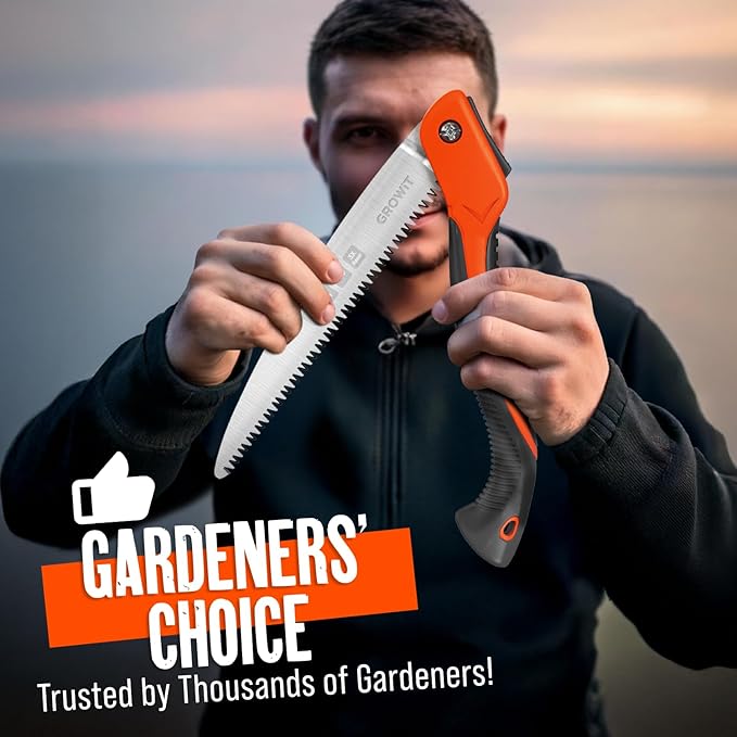 GROWIT Folding Camping saw 11 Inch - Heavy Duty Pruning Saw with Triple-Cut SK5 Blade, 7 TPI Razor