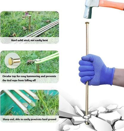 10 Pcs 16 Inch Landscape Stakes, Heavy Duty Galvanized Rebar Stakes for Paver Edging, Weed Barrier