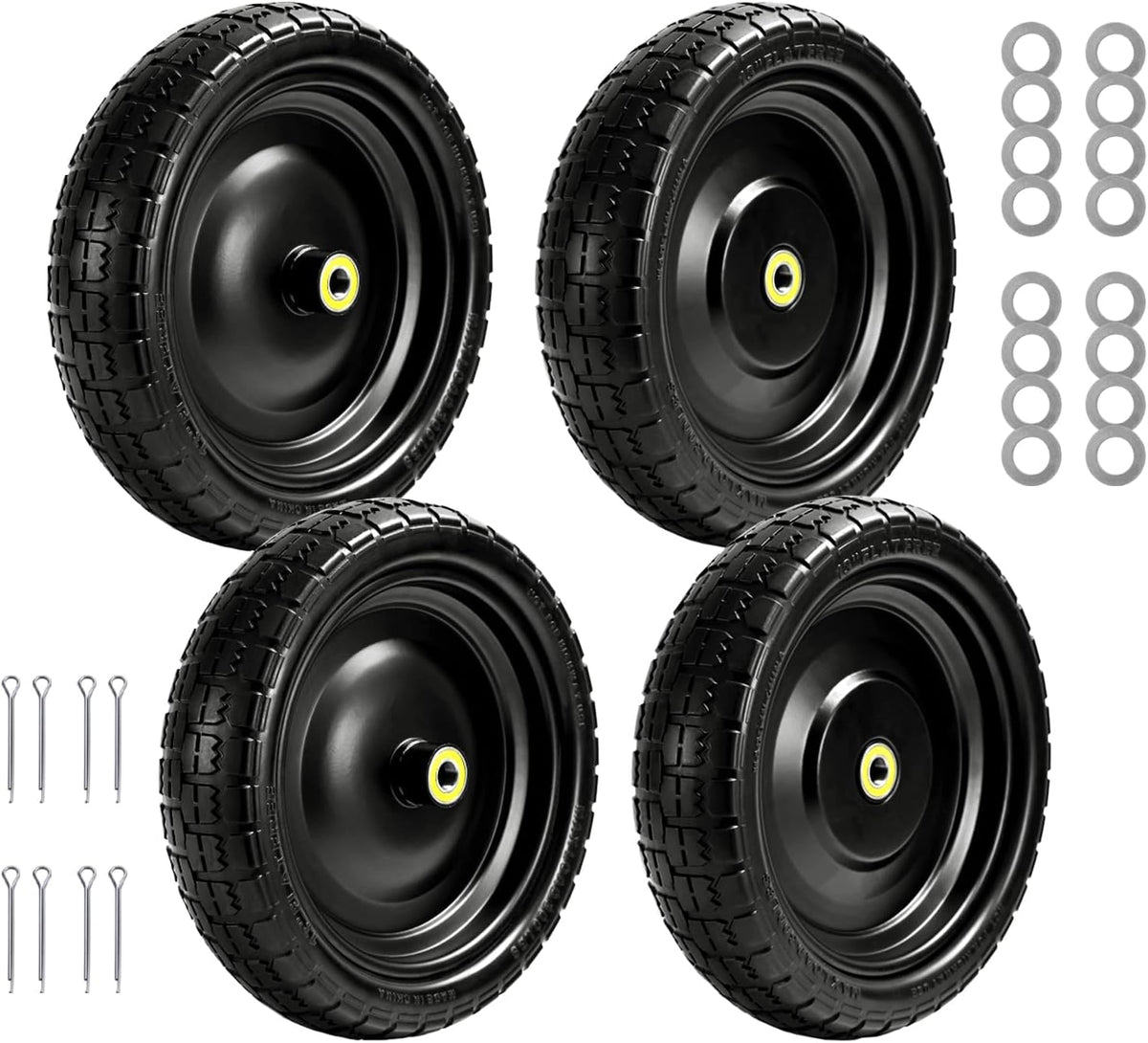 13" Flat-Free Tires and Wheels Replacement Gorilla Cart, 4.00-6 Flat-free Solid Tires for Garden