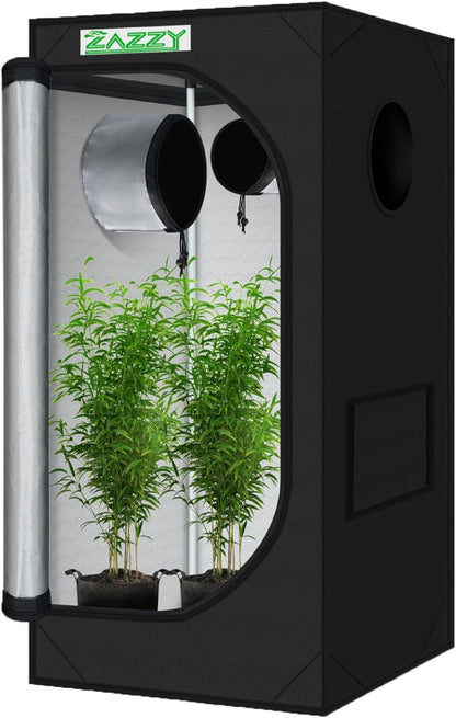 zazzy 2x2 Grow Tent 24"x24"x48"600D Mylar Hydroponic Indoor Plant Grow Tents with Observation