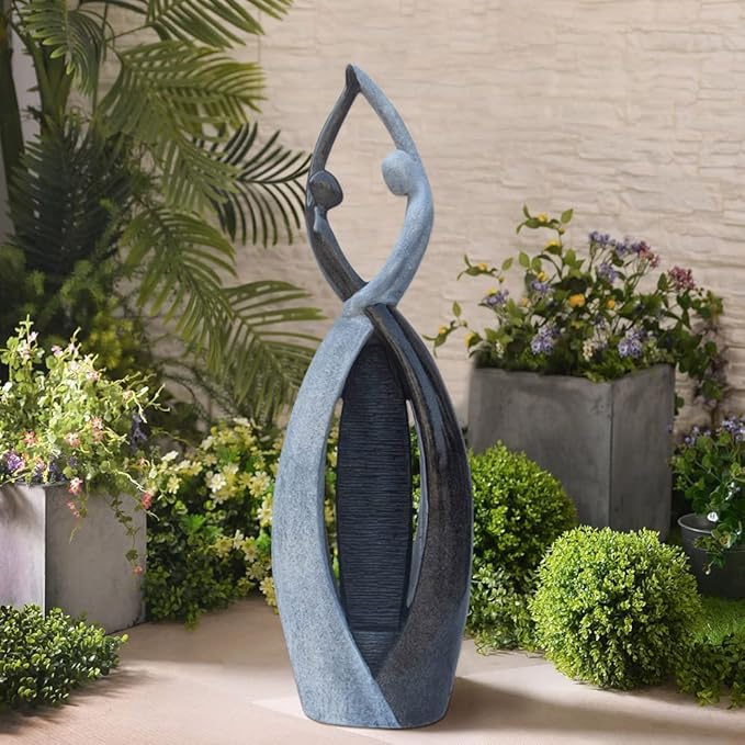Graceful Dancing Couple Outdoor Fountain 57" Cast Stone Garden Statue Water Fountain Large