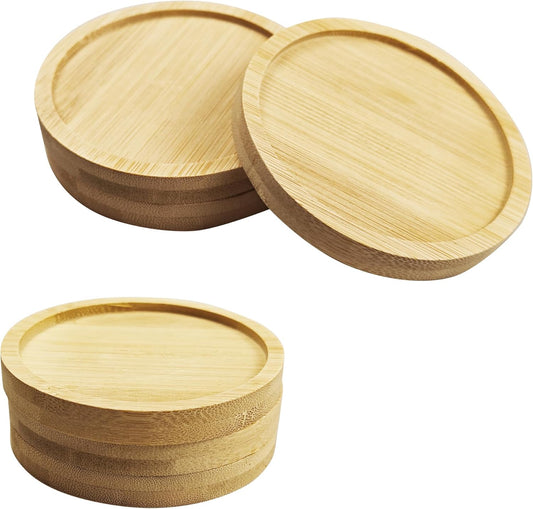 6Pcs 3” Bamboo Plant Saucer, Round Pot Tray for Indoor Planters, Succulent Holder Drainage Tray