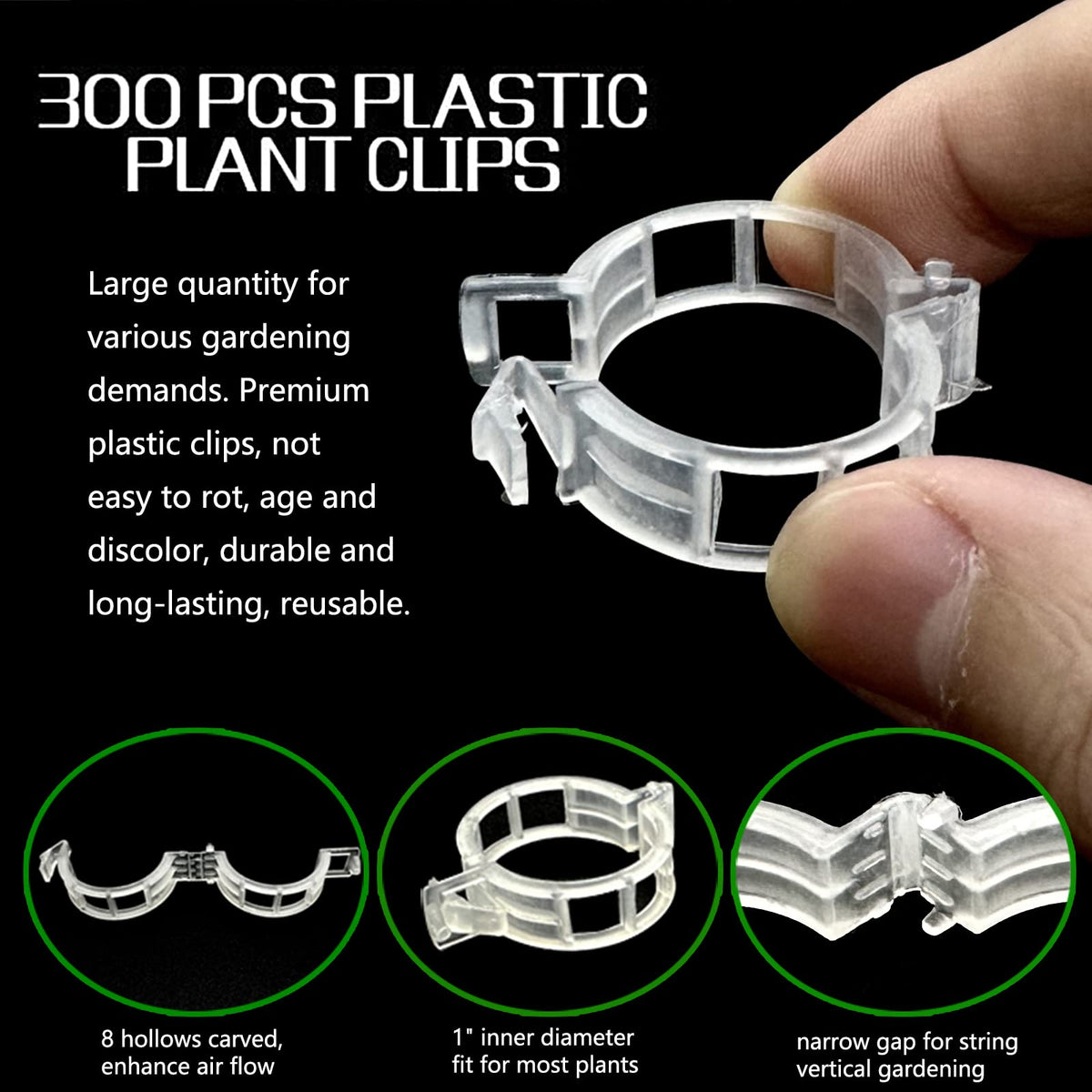 Piteno® 300Pcs Tomato Clips, Plastic Trellis Clips, Plant Support Clips, Grape Vine Tomato Vine