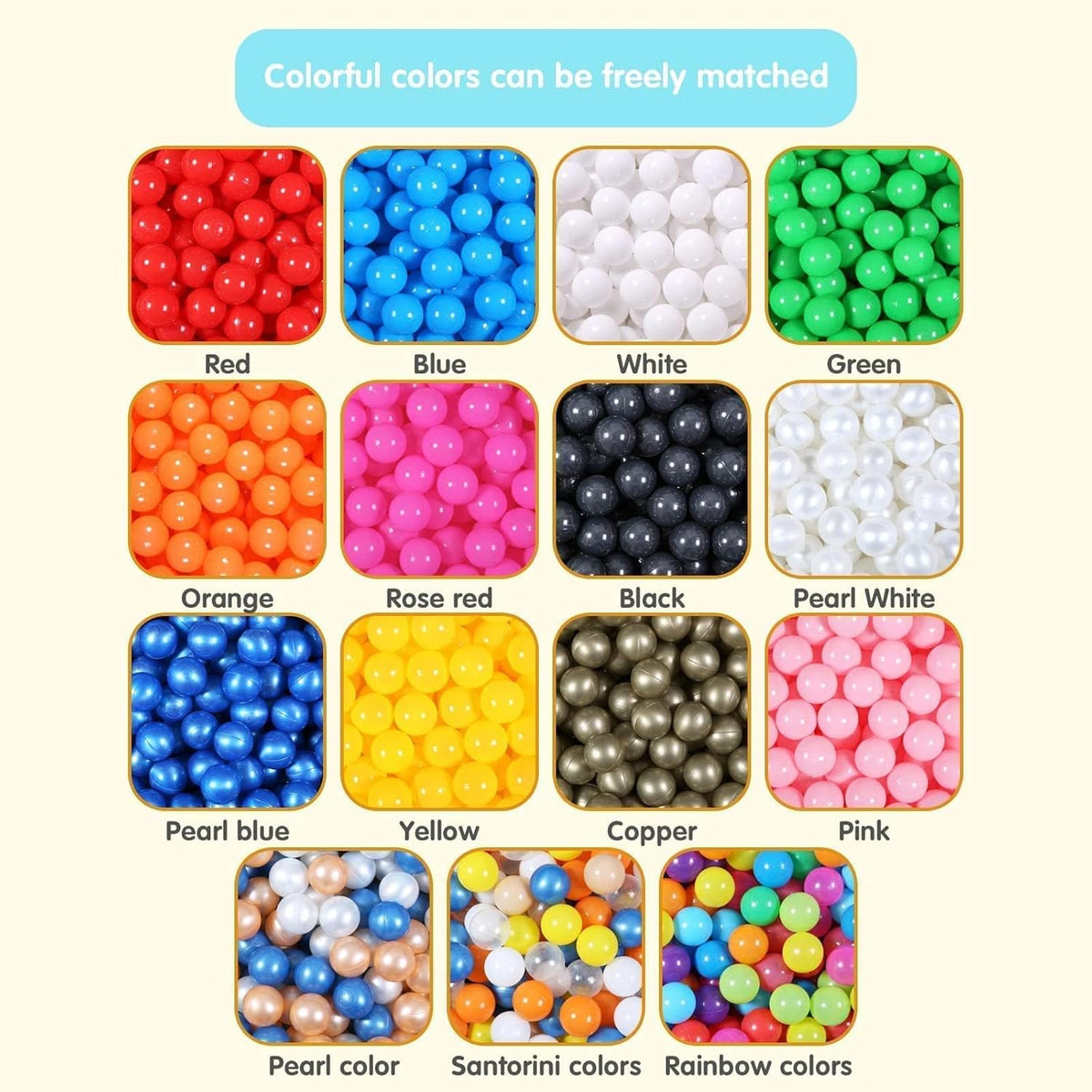 Ball Pit Balls for Kids, Plastic Refill 2.2 Inch Balls, 100 Pack, Bright Colors, Phthalate and BPA