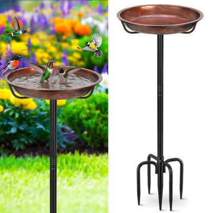 Gtongoko 10" Dia Bowl Small Metal Bird Bath for Outside Heavy Duty, 29" Height Bird Feeder