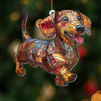 Acrylic Dog Christmas Ornament 2025 – Dachshund Gift for Lovers, Pet Memorial Keepsake, Cute Puppy