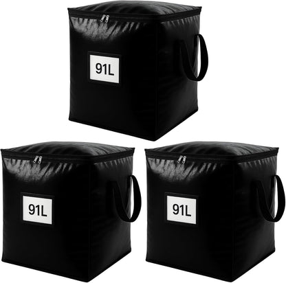3 Pack Extra Large 91L Heavy Duty Moving Bags – Waterproof Foldable Storage Totes with Reinforced