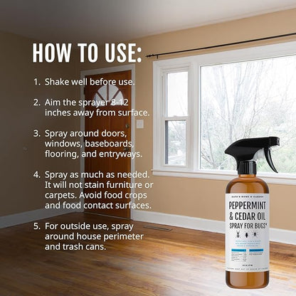 Kate's Home & Garden Peppermint Oil Spray for Bugs, Ants, Insects, Spiders, Roaches, Stink Bug.