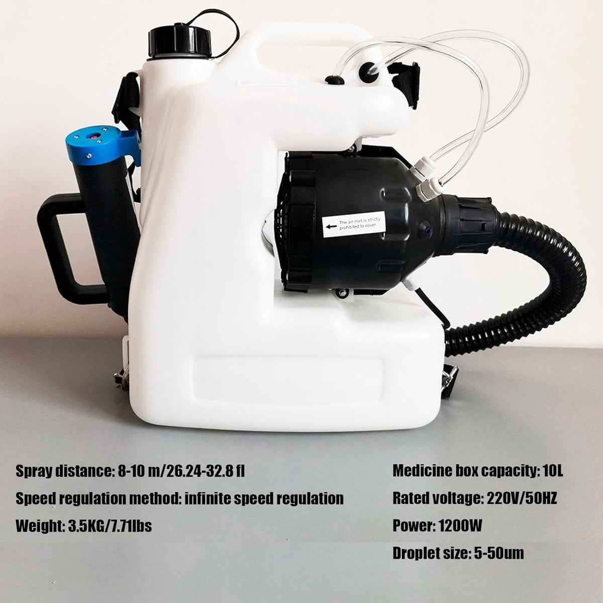 10L Electric ULV Cold Fogger Backpack with 2.64 Gallon Tank Commercial Sprayer Portable Fogger
