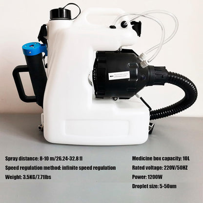 10L Electric ULV Cold Fogger Backpack with 2.64 Gallon Tank Commercial Sprayer Portable Fogger