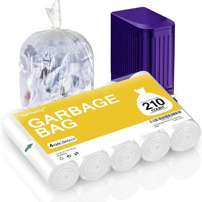 Small Trash Bags 4 Gallon Garbage Bags Bathroom Kitchen Office Waste Basket Liners, 10L, 210 Count