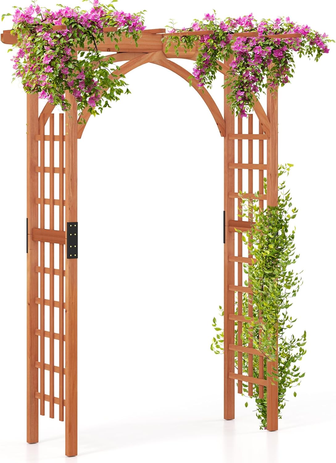 Giantex 85inch Wooden Garden Arch Wedding Arch for Ceremony, Garden Arbor Trellis for Climbing