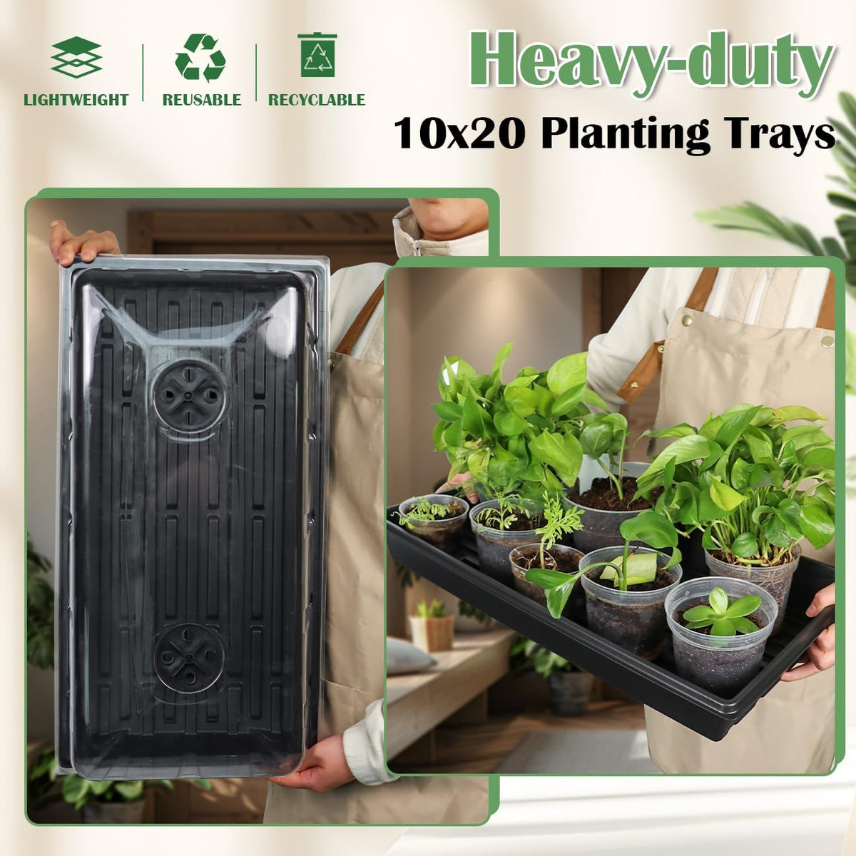 1020 Plant Tray with Tall 7.3'' Dome, 5-Pack Extra Large Seed Starter Tray with Humidity Domes