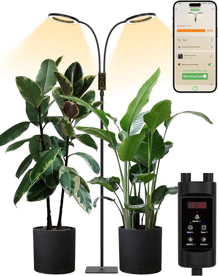 GLOWRIUM Smart Grow Lights for Indoor Plants, 48W Full Spectrum Plant Lights, Bluetooth App &