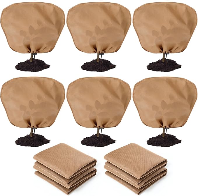 6 Pcs Winter Plant Covers Freeze Protection Reusable Plant Protector Bag with Drawstring Warm