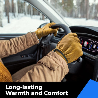 Winter Leather Work Gloves, Warm Thinsulate Lining for Cold Weather Work, 100% Full Grain Cowhide