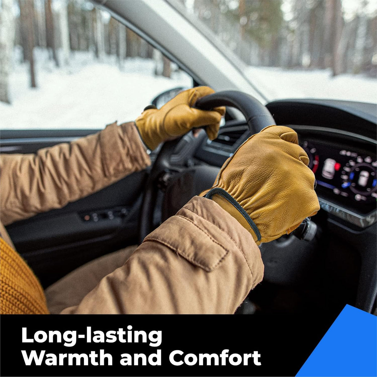 toolant Winter Leather Work Gloves, Warm Thinsulate Lining for Cold Weather Work, 100% Full Grain