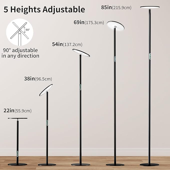 chiphy Grow Lights, 85" Full Spectrum Plant Light for Indoor Plants, 4/8/12H Timer, 60W Grow Lamp