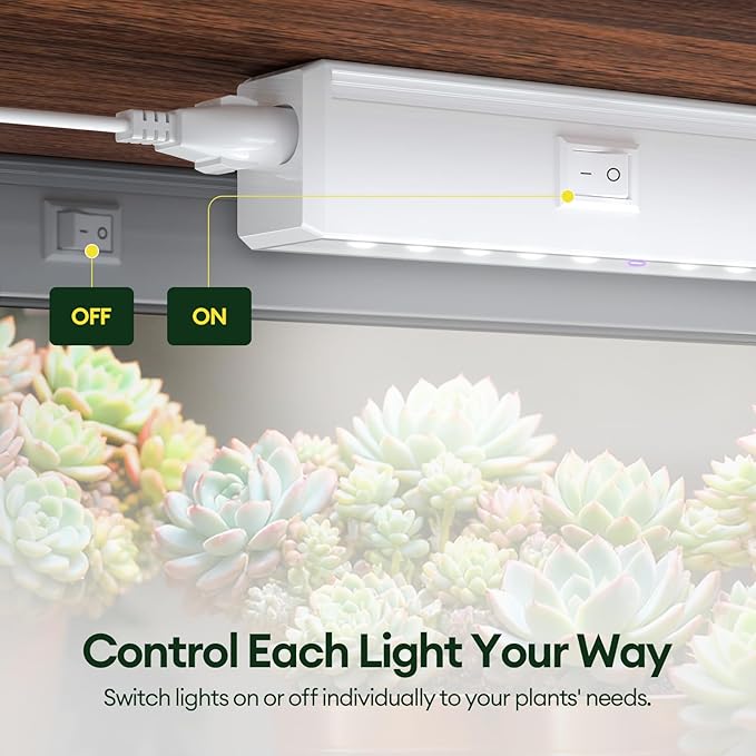 Plant Grow Lights 1FT, Blue-Rich Full Spectrum 5000K, 28W(4 x 7W), T5 LED Grow Light Strips for
