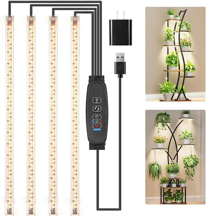 LED Plant Growing lamp Strips, Full Spectrum 3500K Grow Light for Indoor Plants with 3/9/12H Timer