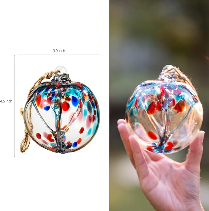 4” Tree of Life Witch Balls, Gazing Balls Hanging Friendship Balls, Hand-Blown Glass Christmas