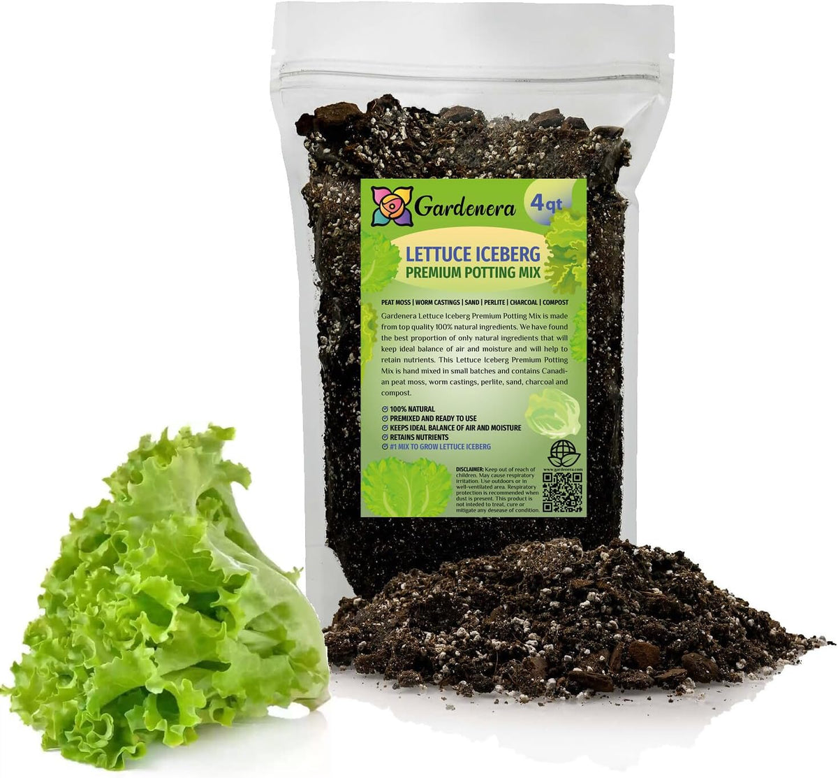 Gardenera Premium Potting Soil Blend for Lettuce Iceberg - The Ultimate Mix for Healthy, Vibrant