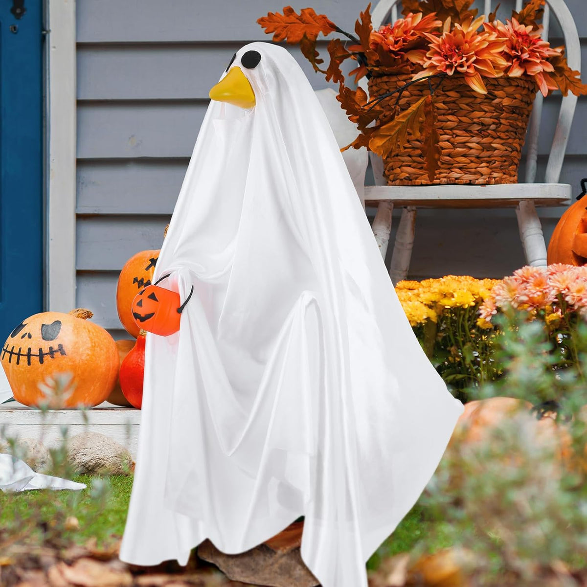 Halloween Goose Outfit Ghost Porch Outfits Yard Clothes Silly Lawn Shirt for 23'' Cement Plastic