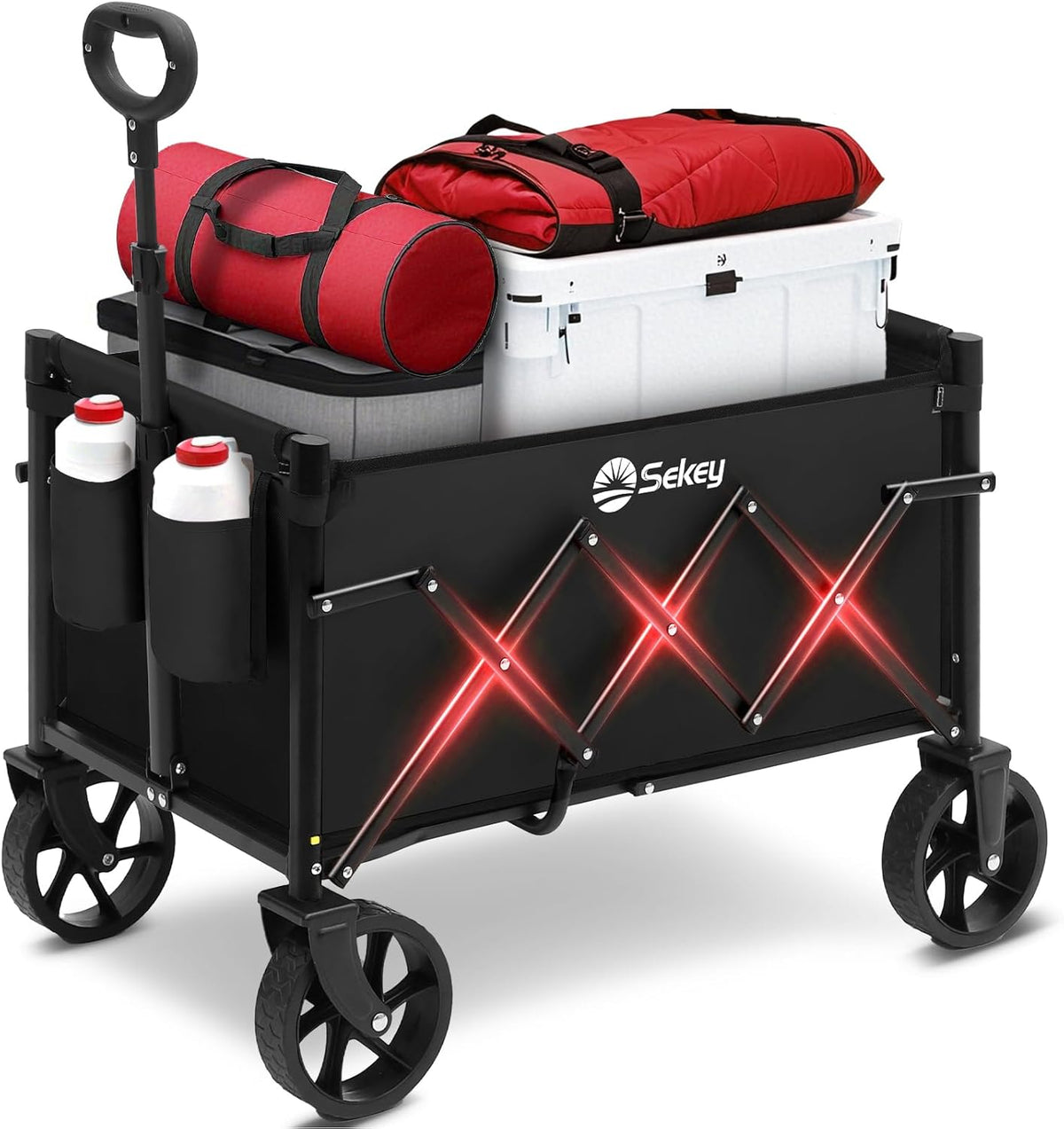 Sekey Heavy Duty Wagon with Big Wheels, Foldable Cart with 220LBS Capacity, Utility Lightweight