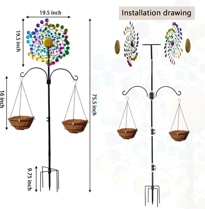 Wind Spinners Large Metal Outdoor Windmill Garden Spinner Yard Spinners Kinetic Lawn Art Patio Wind