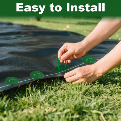 100 PCS Landscape Staples + 100 PCS Gaskets, U-Shaped Galvanized Garden Stakes Landscaping Fabric
