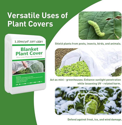 2 Pack Plant Covers Freeze Protection,10ft x 33ft Frost Cloth Plant Cover Blanket for Outdoor