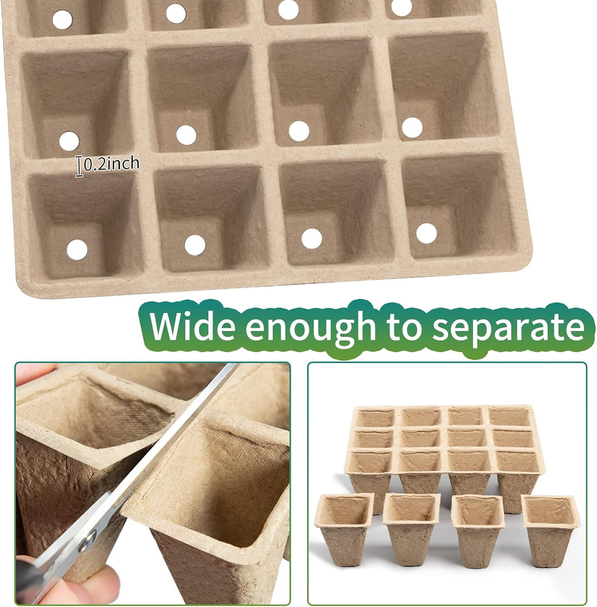 320Cells Seedling Start Trays,20 Pack Peat Pots Seedling Pots Biodegradable,Seedling Starter
