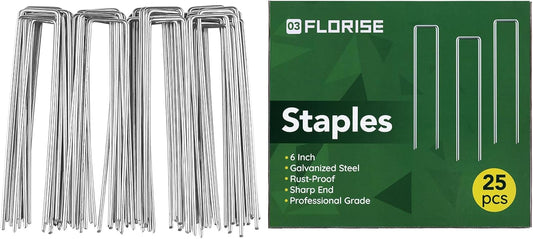 6 Inch Garden Stakes, 25 Pack Landscape Staples Anti-Rust 11 Gauge Galvanized Ground Stakes Pins