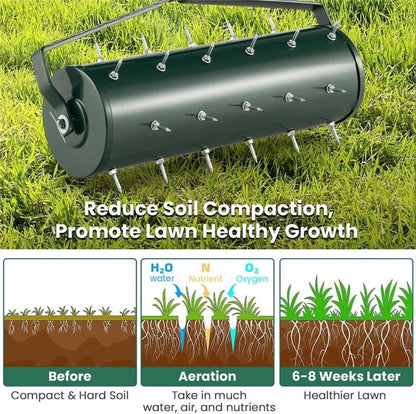 Pemberly Row 21 inch Manual Lawn Aerator Heavy Duty Grass Tool Green