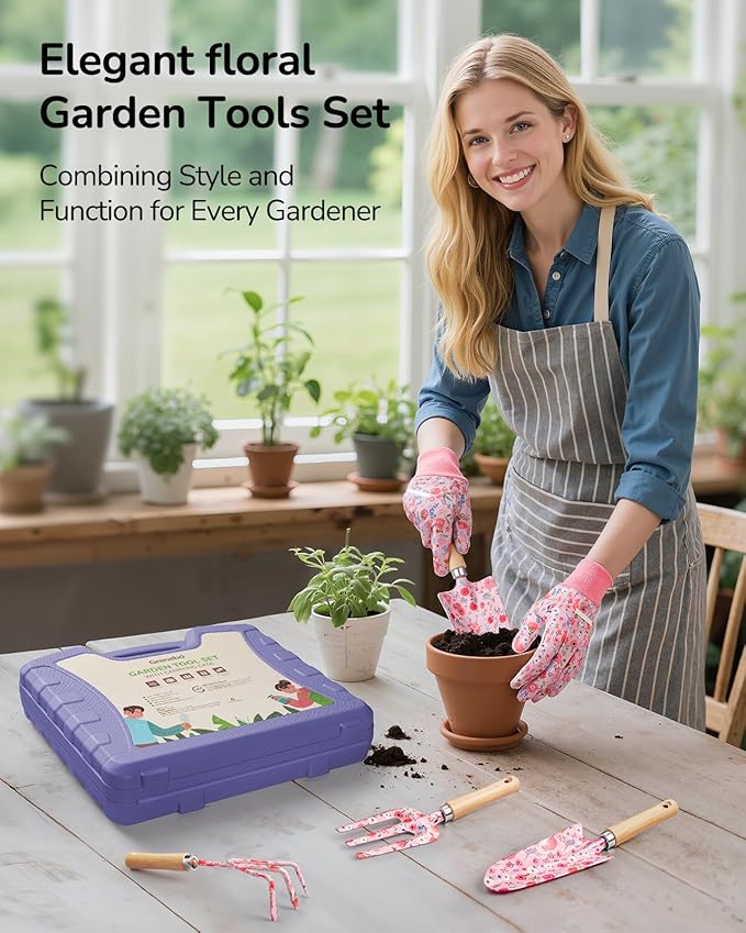 12-Piece Womens Gardening Tools Gift Set, Rust-Proof & Heavy-Duty Garden Tools with Durable
