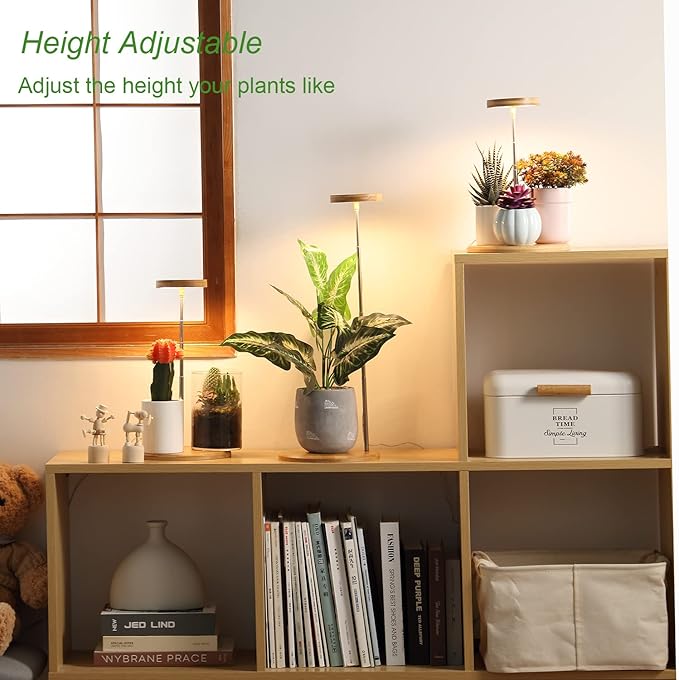 Plant Grow Light for Indoor Plant,Bamboo Mini LED Grow Light Garden,Height Adjustable,Automatic
