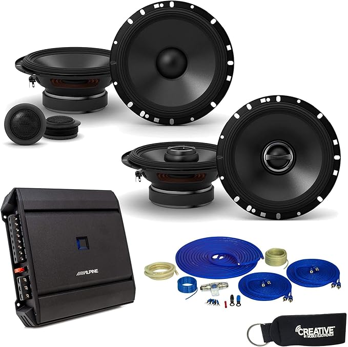Alpine Type-S Speaker and Amp Bundle 6.5" S-S65C Component Set S-S65 Coaxials with S-A32F Amplifier