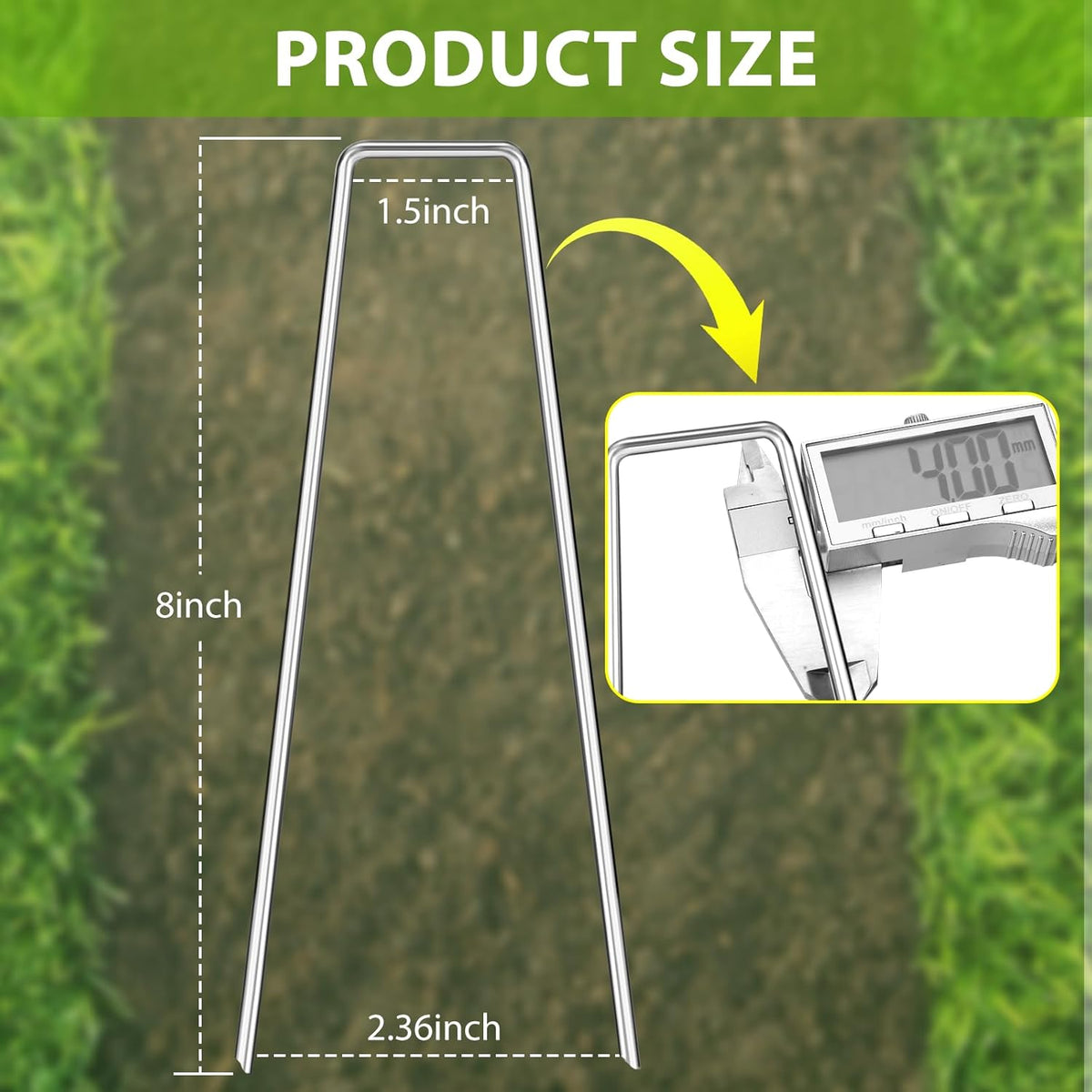 Landscape Staples 8 Inch, 25 Pack 8 Gauge Galvanized Garden Staples U-Shaped Landscape Stakes