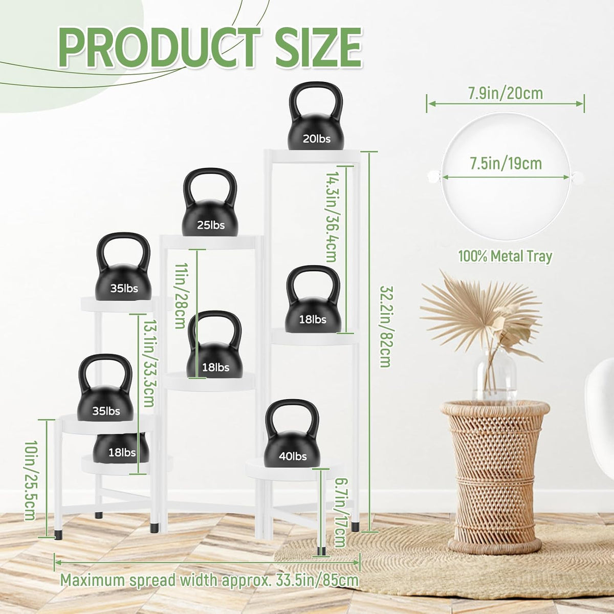 iDavosic.ly Plant Stand Indoor Outdoor, 8 Tier Corner Metal Flower Display Holder Shelf, Folding