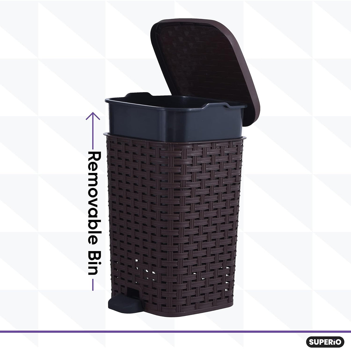 Superio Mini Trash Can with Foot Pedal Small Outdoor Garbage Can with Lid, 1.5 Gallon Plastic Waste