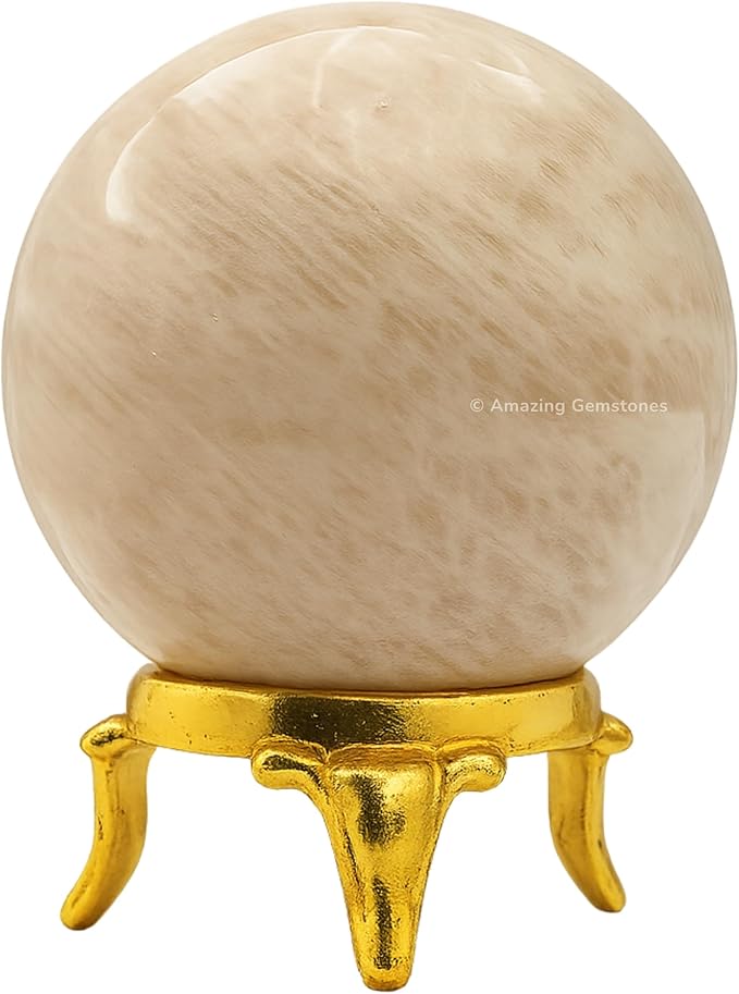 Amazing Gemstone Cream Moonstone Crystal Ball with Stand - 2 Inches Crystal Sphere Meditation Balls