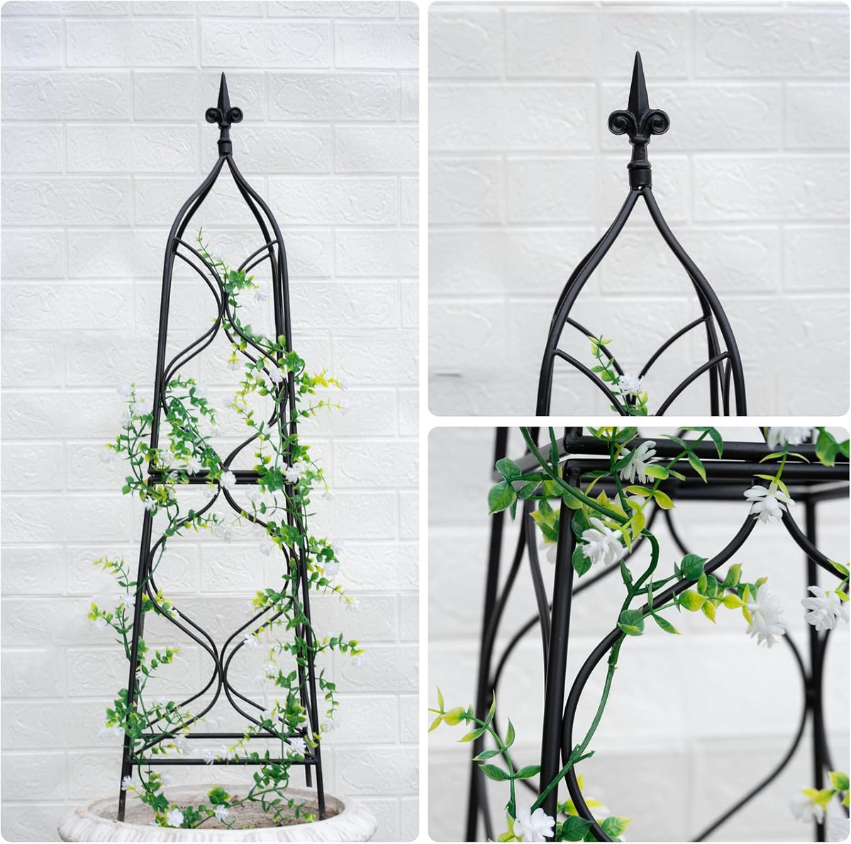 Obelisk Trellis for Garden - 38.3" x 10.03" Durable Metal Climbing Support for Roses, Vines &