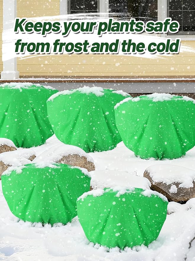 ANPHSIN 12 Pcs Plant Covers Freeze Protection - 19.6in x 39.3in Winter Shrub Plant Protection Bags