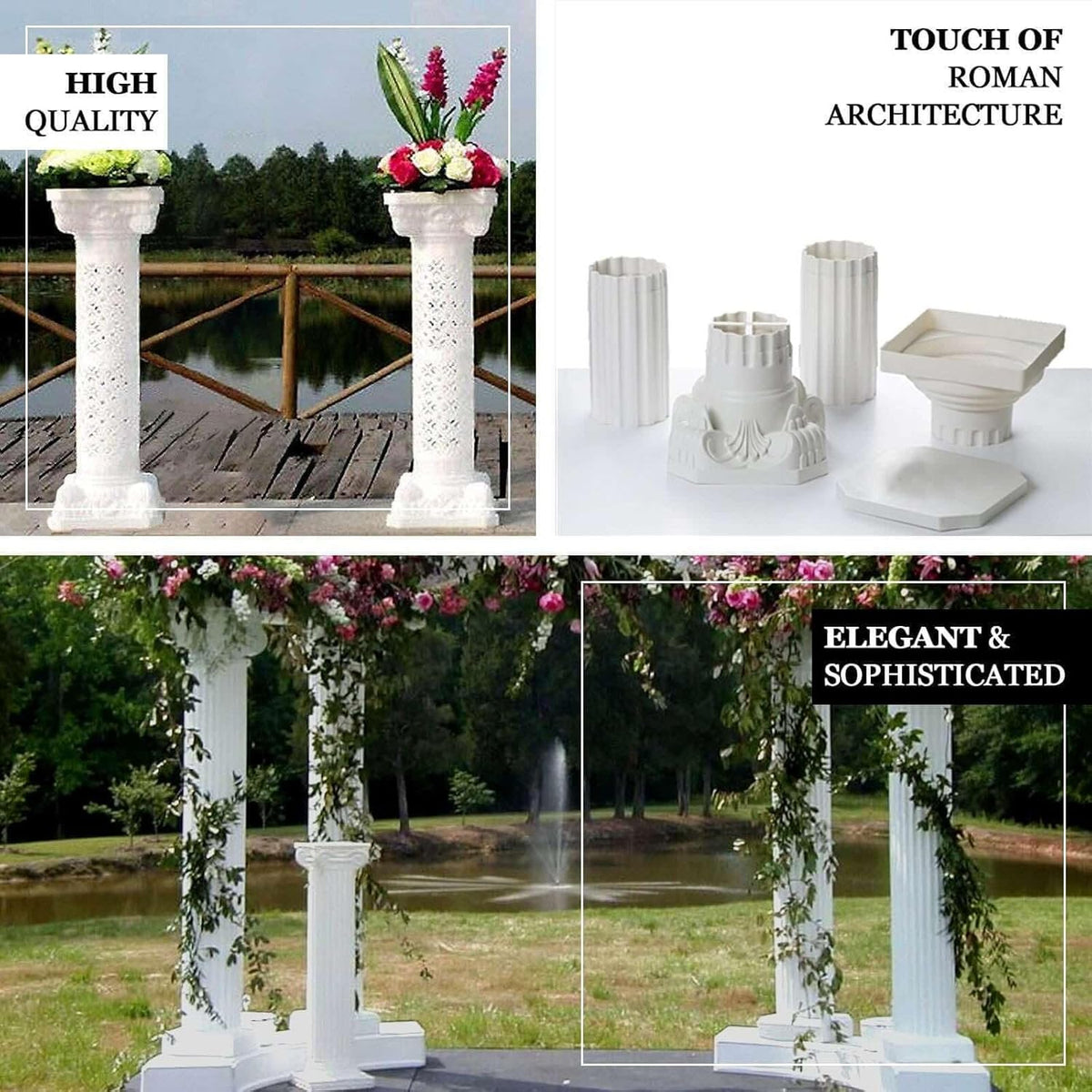 Efavormart 4 Pillars/Set 3ft Tall Roman Decorative Wedding Party Columns PVC Pillars 36" Height