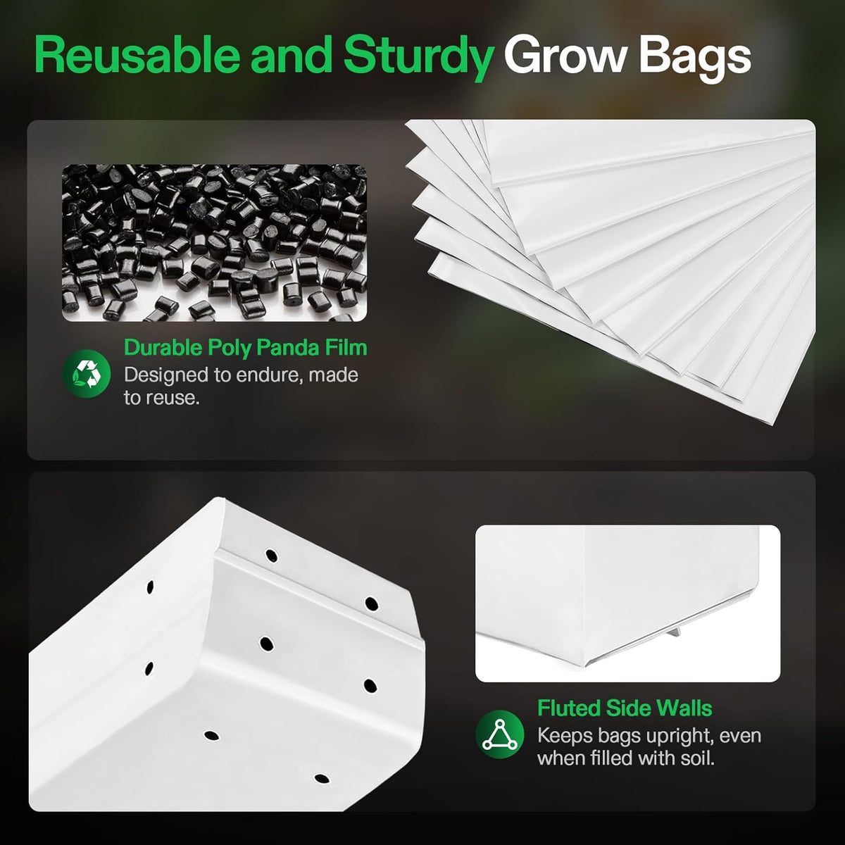 VIVOSUN 50-Pack 2 Gallon Grow Bags for Plants, Black-and-White Panda Film Containers Thick Plastic