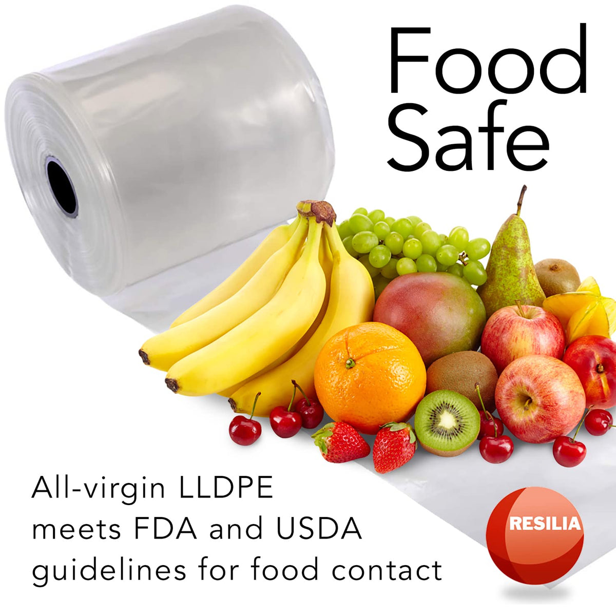 RESILIA Lay Flat Poly Tubing - Food-Grade Polyethylene, Custom Poly Bag Packaging Solution, 10