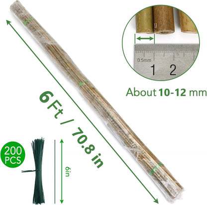 SWANGSA 40 Pack Bamboo Stakes for Plant 6 Feet,Bamboo Sticks Garden Plant Support Stakes Poles with