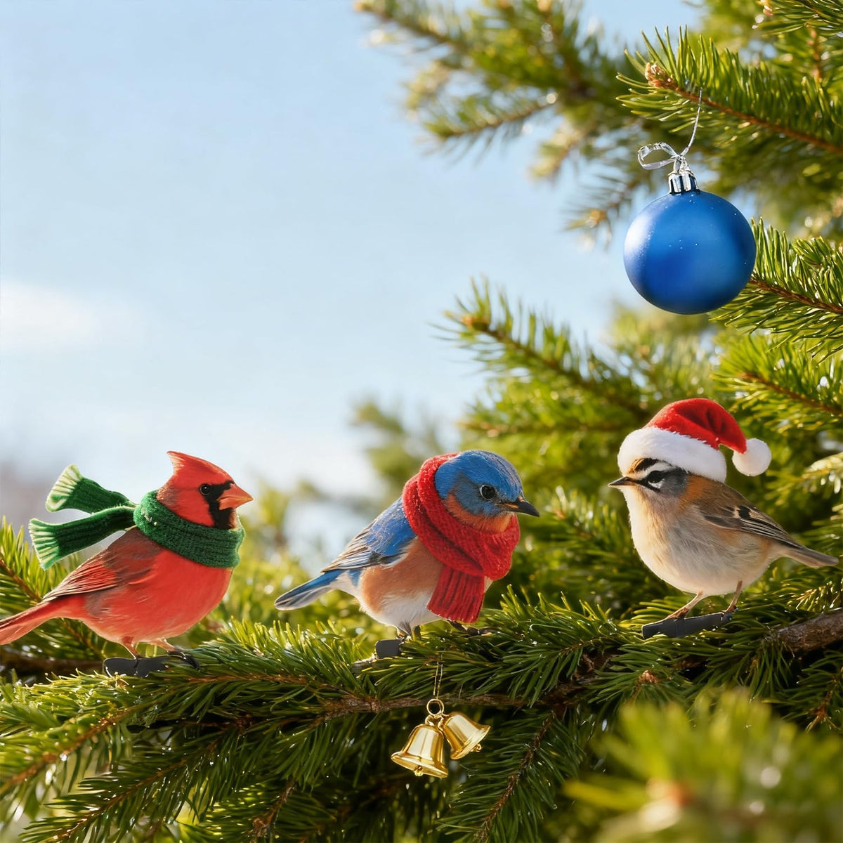 HUYIENO 5PCS Vibrant Metal Bird Decorations Christmas Fence Decor Colorful Garden Birds for Fences